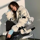 Fur Coat Fur Coat Faux Sustainable Warm Cow Stripes Fashion Winter Real Faux Fur Coat For Women