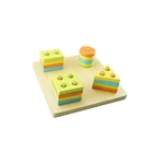 Educational montessori toy wooden Custom color packaging box wooden block kids training