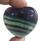 Wholesale Natural Colorful Fluorite Quartz Crystal Healing Love Heart Pendant For Gift