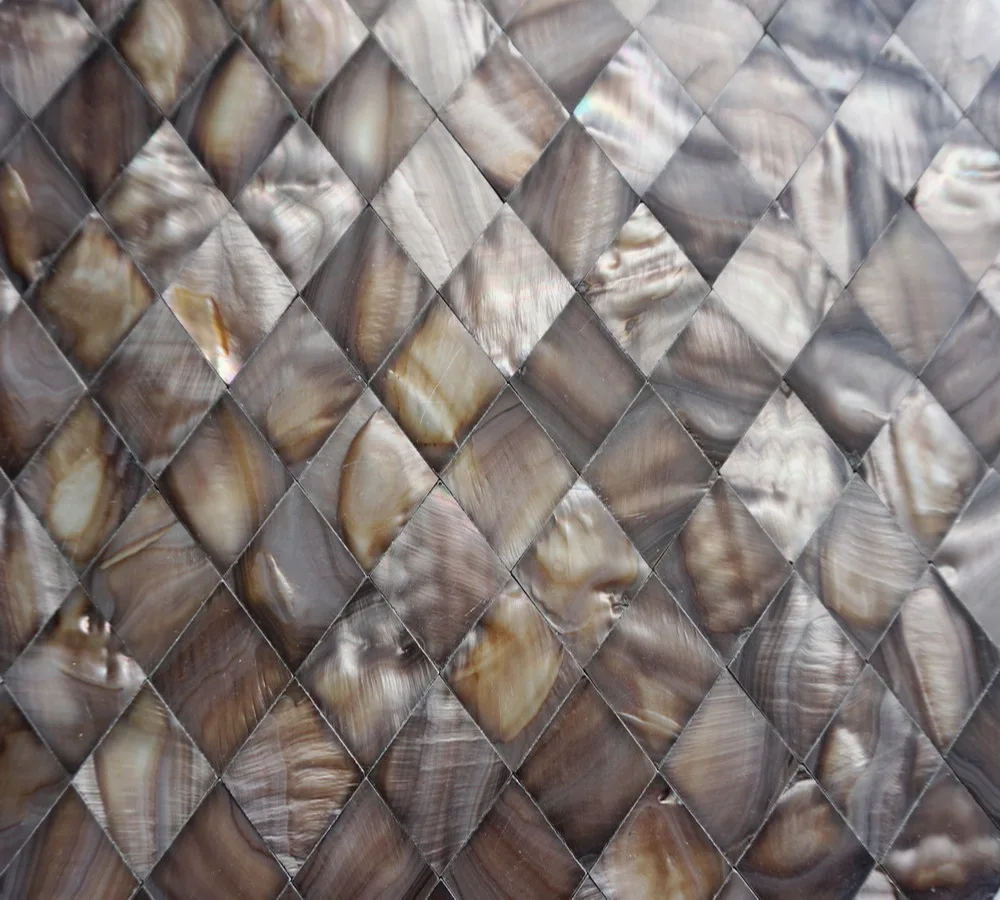 Brown Coconut Mother Of Pearl Tiles Waterjet Capiz Shell Mosaic Tile