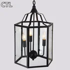 Black Birdcage Restaurant Hanging Lighting Loft Retro Metal Cage Lamp Glass Hanging Lamps Restaurant Bars Industrial Vintage Black Birdcage Pendant Light