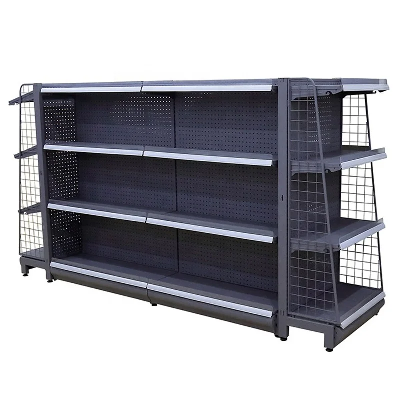 Multilevel Supermarket Commodity Display Shelves Metallic Supermarket