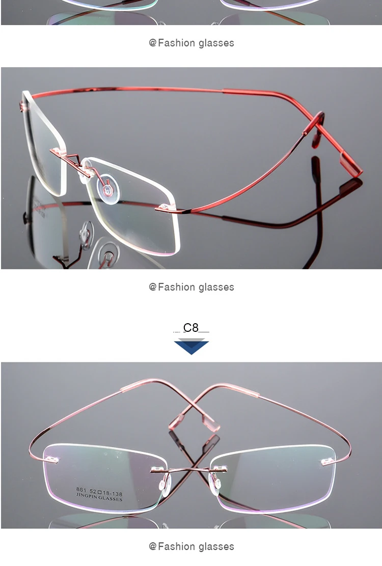 Hot Sale Ultralight Rimless Glasses Frames Memory Titanium Alloy