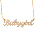 Wholesale Letter Vertical Jewelry Pendant Custom Gold Personalized Name Plate Necklace