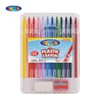 12 COLOR 8*120MM ROUND PLASTIC CRAYON IN METAL BOX