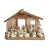 Religious Miniature White Nativity Sets Statue Figurine With Creche, Set of 12