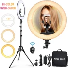 Dimmable Photographic Light 65W Studio Makeup LED Ring Light 18 Inch LED Ringlight Kit with Tripod Stand Phone Holder