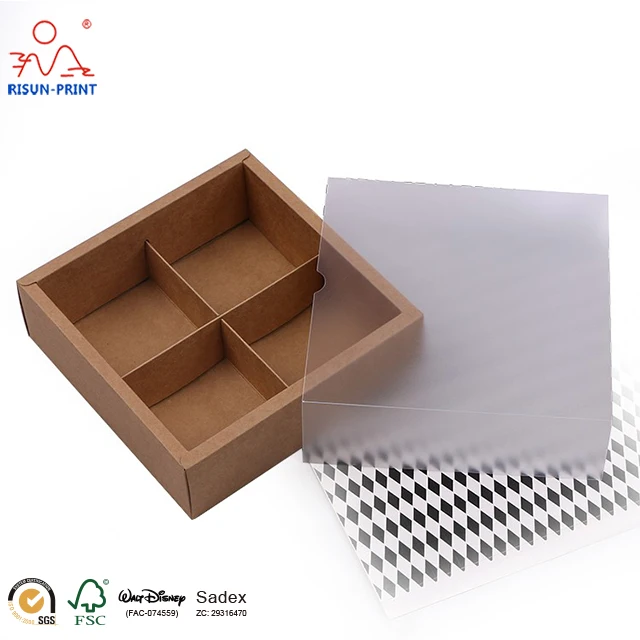 high end brown kraft paper moon cake packaging gift box