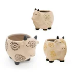 Succulent Pottery Wholesale Hot Sale Lovely Instgram 3D Unique Cow Flower Succulent Pot In Pottery Clay Ceramic
