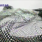 High Quality Design Fabric Elastic Stretch Hotfix Rhinestone Mesh Crystal For Garment Accessories