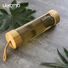 Promotional Gift Leakproof Portable infuser Glass Bottle With Wood Bamboo Lid 550ML
