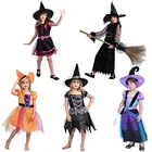 Hot sale Halloween witch cosplay costume girls fancy dress carnival costumes for kids children festival clothing