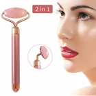 2-In-1 Jade Roller Electric Facial Massager Nature Rose Quartz Beauty Bar Face