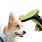 Pet Dog And Cat Hair Grooming Deshedding Blade Brush Comb With Self Cleaning Button