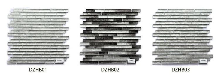 Interior Bathroom Durable Linear Strip Glass Mosaic Tile 300x300mm