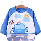 Toddlers waterproof feeding weaning food crumb catcher pocket long sleeves baby bibs