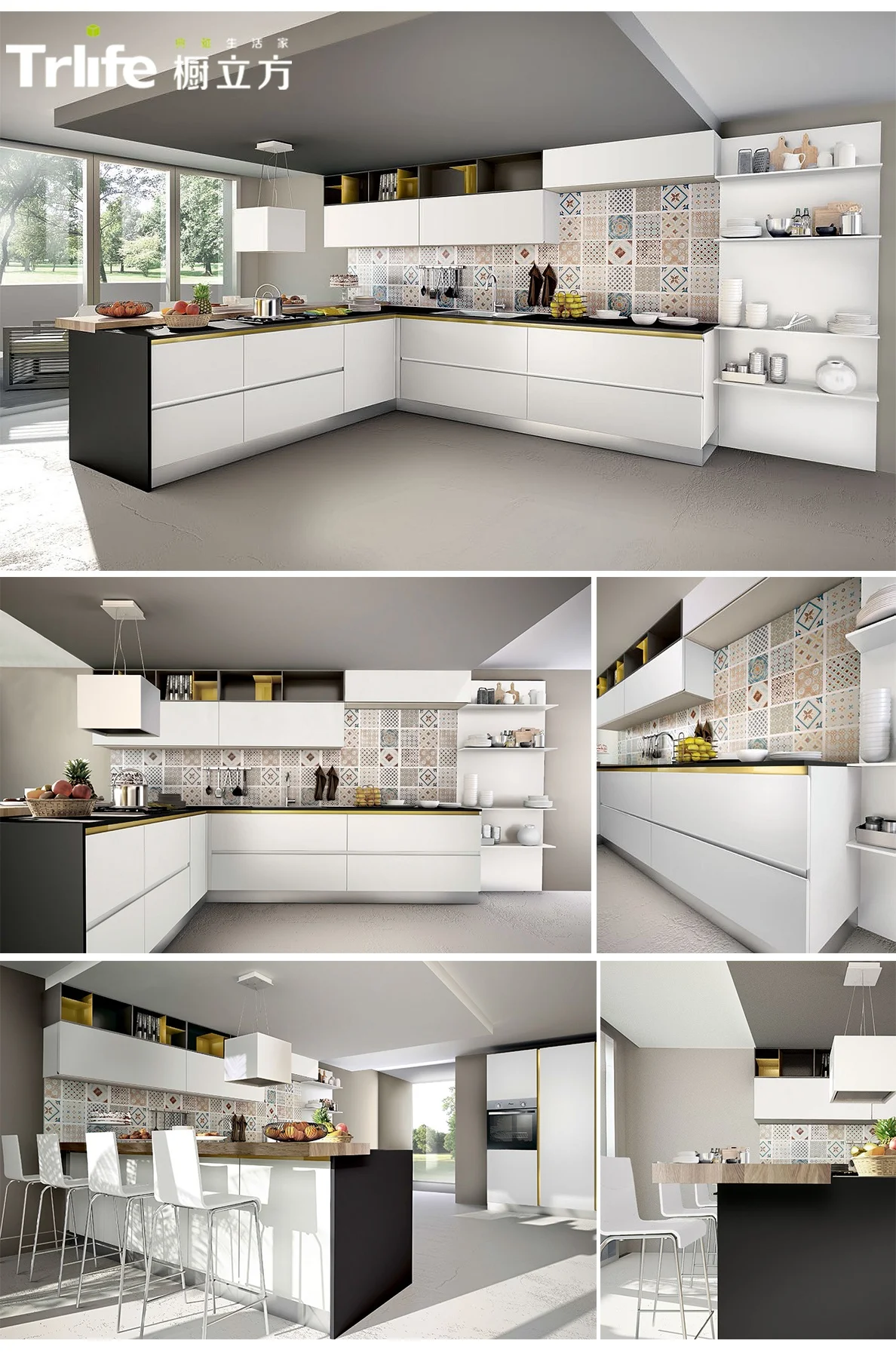 Customized manufacturers modern mdf kitchen cabinet with cheap price cabinet wood household prefab kitchen set