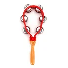 Children's educational toys RSX music instrument wooden handle plastic red tambourine headless for wholesale