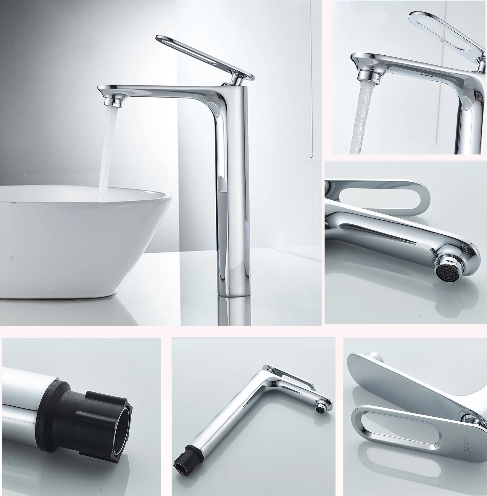Modern bathroom brass mixer single hole long body water tap with single handle