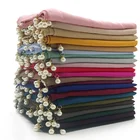 Hot-selling solid color chiffon two hanging pearl ladies cotton headscarf hijab women muslim