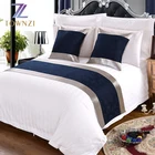 Wholesale 100% cotton king size 300TC 5 star hotel white stripe luxury bed sheet