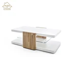 Nordic moderne living room wood furniture storage coffee table basse en verre design