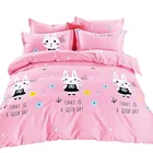 cartoon rabit pink girl's bedding set for home bedding sheet duvet cover 100% cotton
