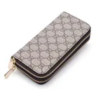 Luxury design fashion pattern pu leather money save zipper women wallet purse bag