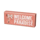 Laser cut Pink white distressed rustic wood box sign