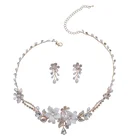 Handmade Luxury Crystal Ceramic Flower Wedding Jewelry Set Accessories Bridal Freshwater Pearl Necklace Earring For Women