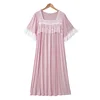 Manufacturer Wholesale Womens Summer Sleeping Wear Lingerie Robe Short Sleeve Lace Lounge Wear Dress