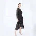 2019 Fashionable Summer Women V-Neck Waist Long Black Polka Dot Print Maxi Dress Evening