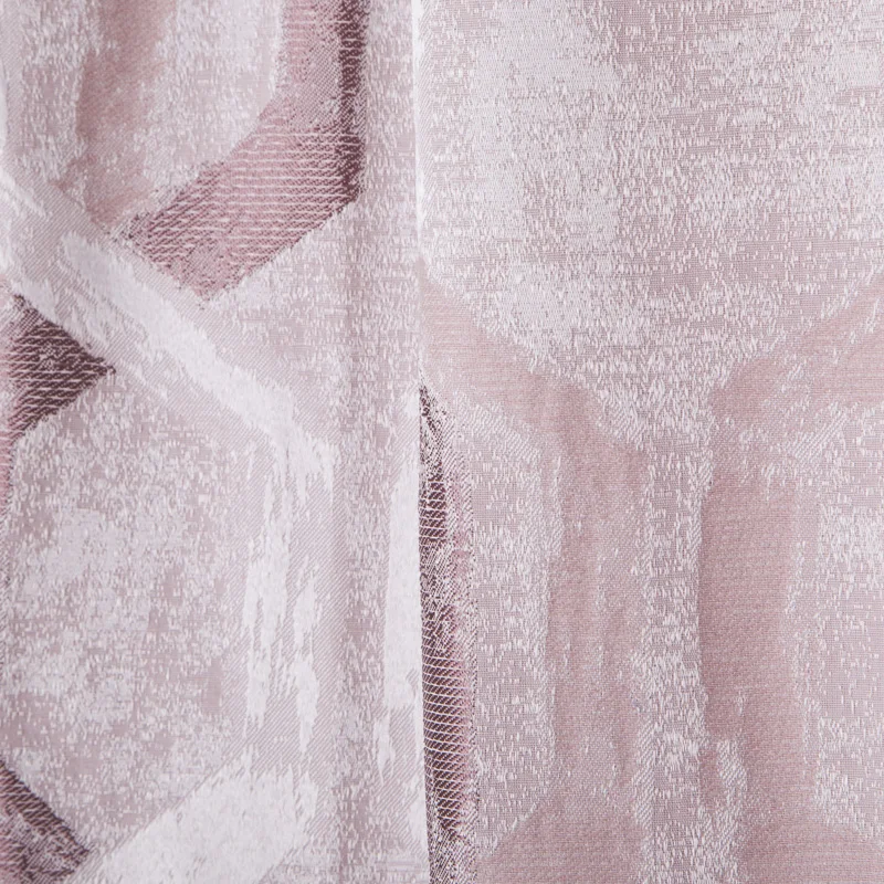 Curtain style pink British style hexagon three color jacquard popular geometric curtain