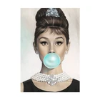 Support customization audrey hepburn tiffany blue bubble gum home goods wall art canvas painting