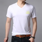 2019 Famous Top Brand Basic Style Printed 100%Cotton V Neck Short Sleeve Men T shirt
