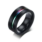 Titanium Ring Wholesale Groove Custom Wide Punk Style Hiphop Titanium Steel Black Ring For Men Signet Square Ring