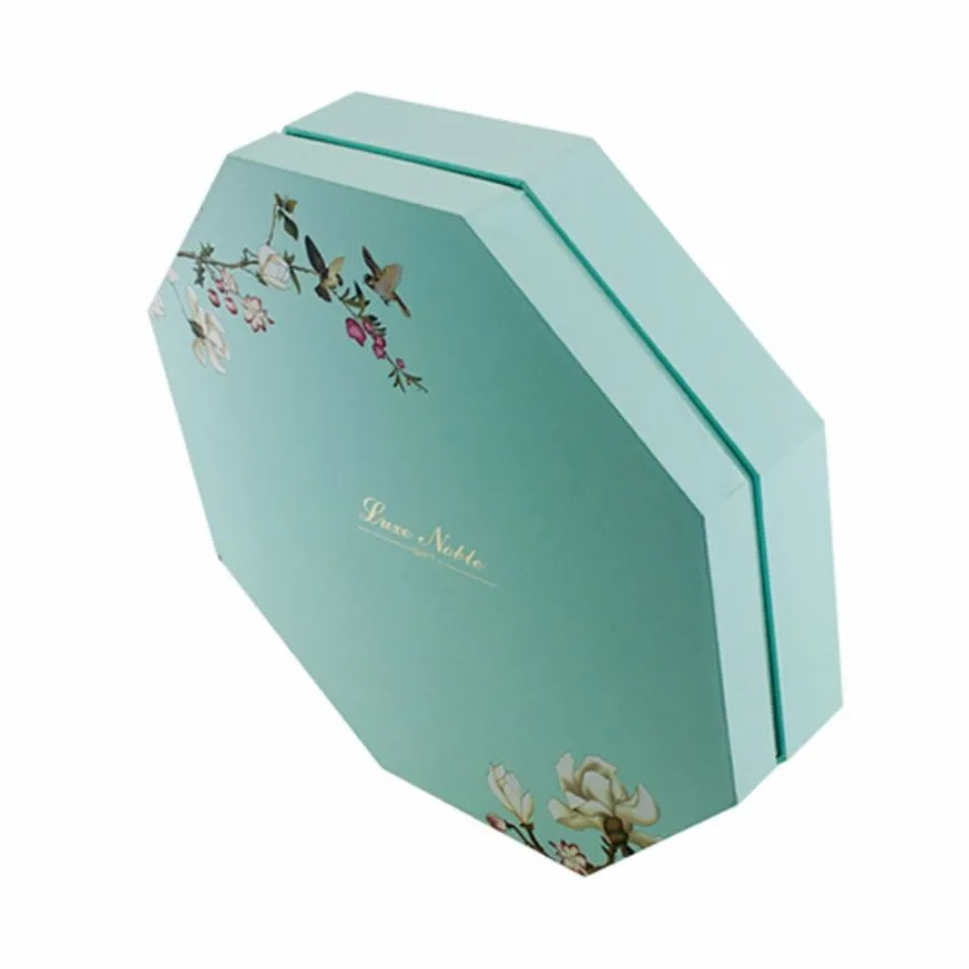 high-end custom gift box featuring octagonal gift