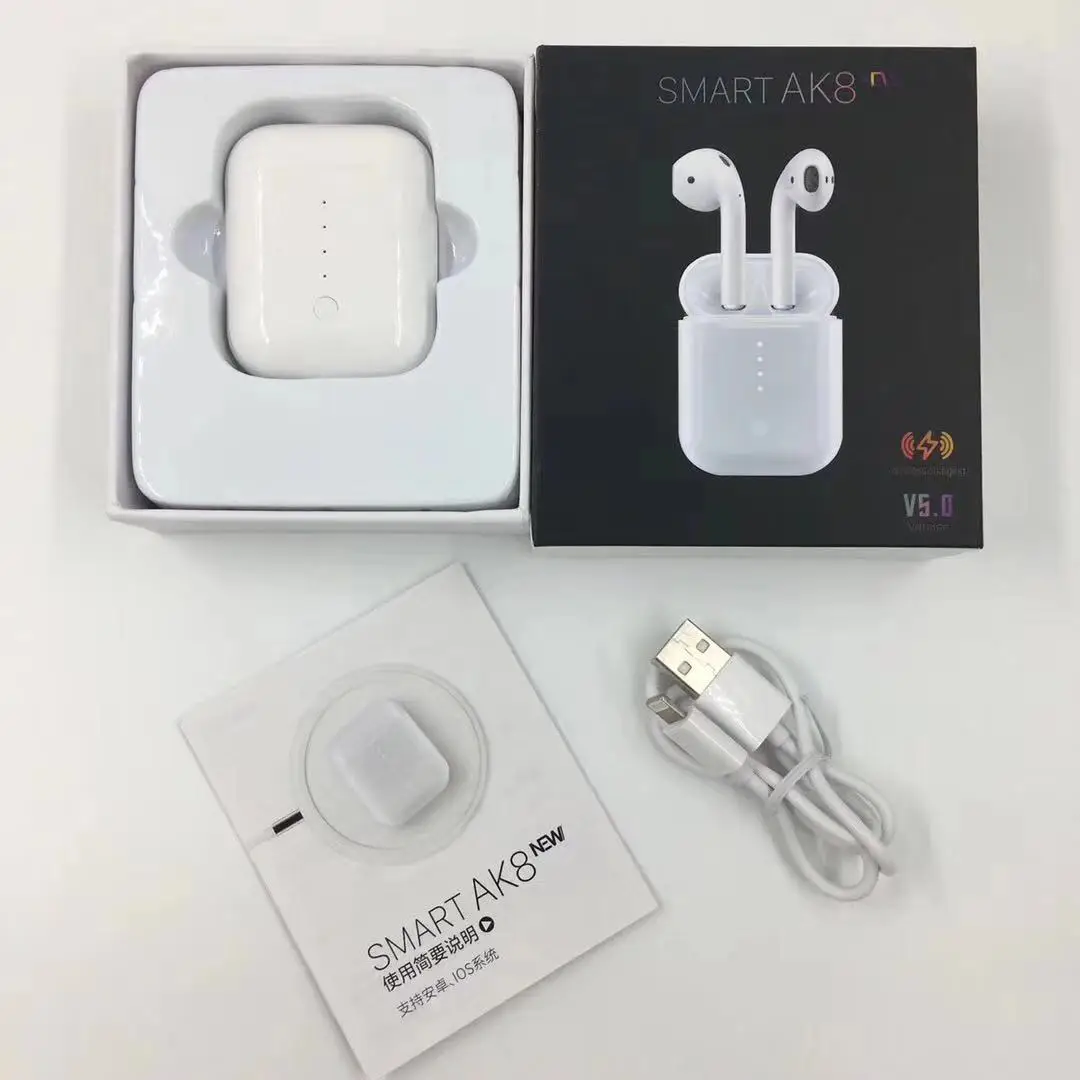 5.0 Touch TWS smart AK8 Wireless Earphone Mini Headset Auto Pair Earbuds Pop-up window ear detection support wireless charging - ANKUX.COM