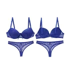 Hot young girls sexy lace underwear set soft breathable push up plus size embroidered underwire bra and panty set
