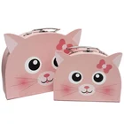 Cute Box Packaging Custom Paper Cat Elegant Shape Folding Paper Box Suitcase Intricate Design Paper Box