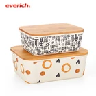 Everich Bamboo Fiber Kids Lunch Box Set Bamboo Lid