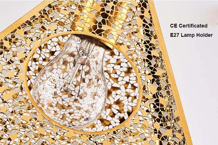 Fashion web etched  Polyhedron stainless steel pendant light led Etching Light Simple Chandelier