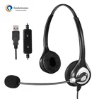 Wired Binaural USB Plug Call Center Telephone Headset for Skype Laptop PC Business