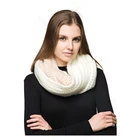 Custom High Quality 100% Acrylic Winter White Warm Comfortable Loop Knitting Scarf For Women