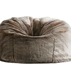 Luxurious fluffy living room furniture beige plush faux fur lazy chair bean bag