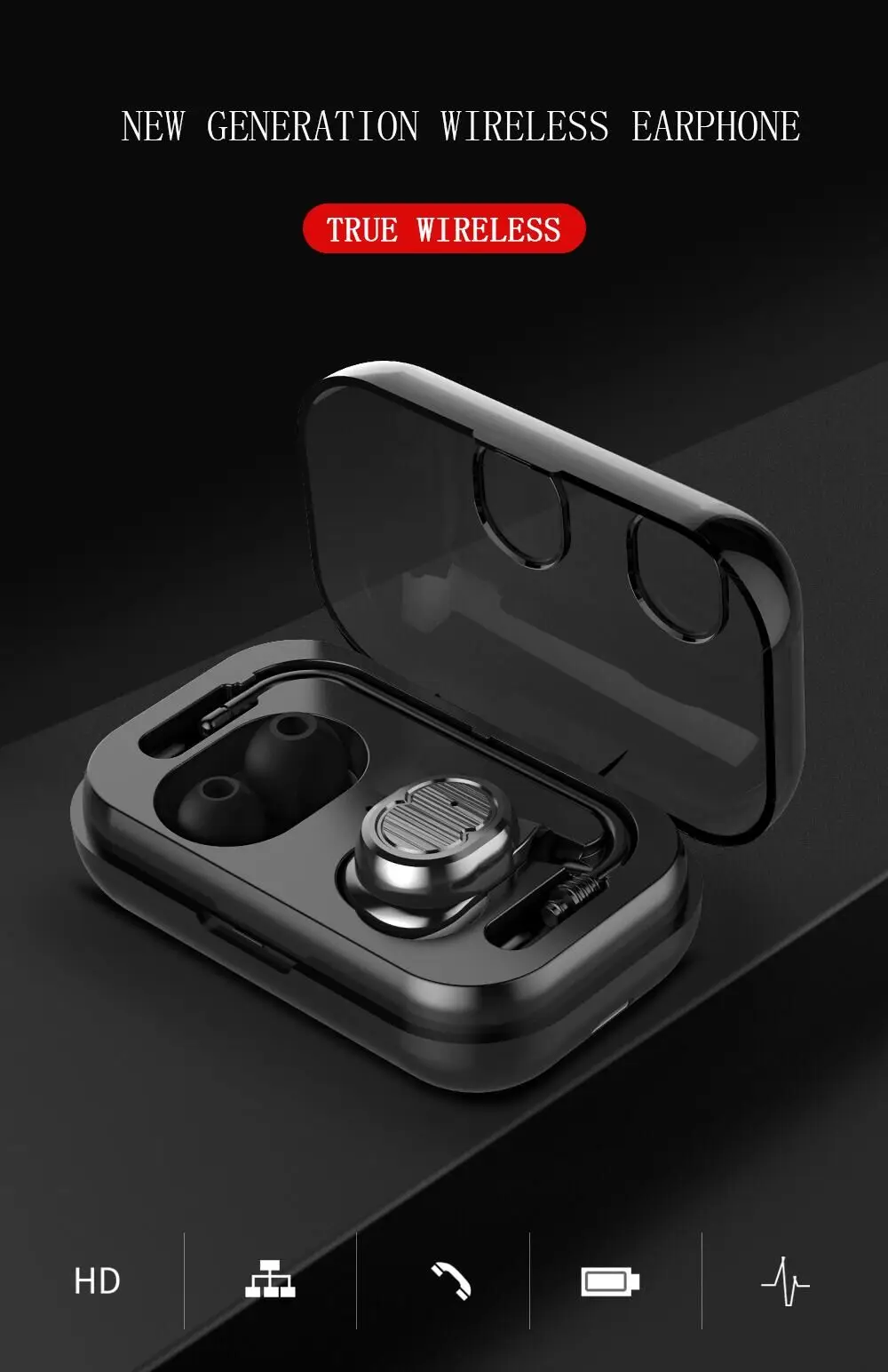 2019 hot selling TWS-X6 noise cancelling single earphone touching control wireless earbud with charging case - ANKUX.COM
