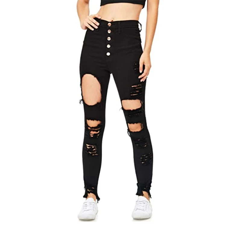 black ripped jeans for ladies