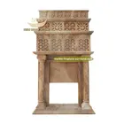 Classic Design Hollow Out Surface Natural Red Marble Fireplace Surround