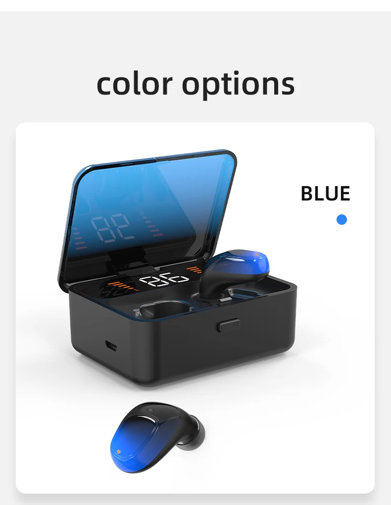 ES01 TWS Headphone BT Wireless Earbuds Earpiece Headset Earphone with Bank Power charging case Touch Screen - ANKUX.COM