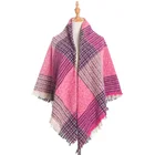 Newest fashion blanket plaid print fashion square cotton scarf women